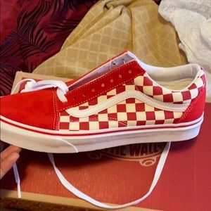 NEW SHOES !Old skool red and white checkered vans.